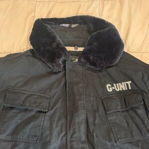 G-Unit Black Military Jacket with Fur Collar